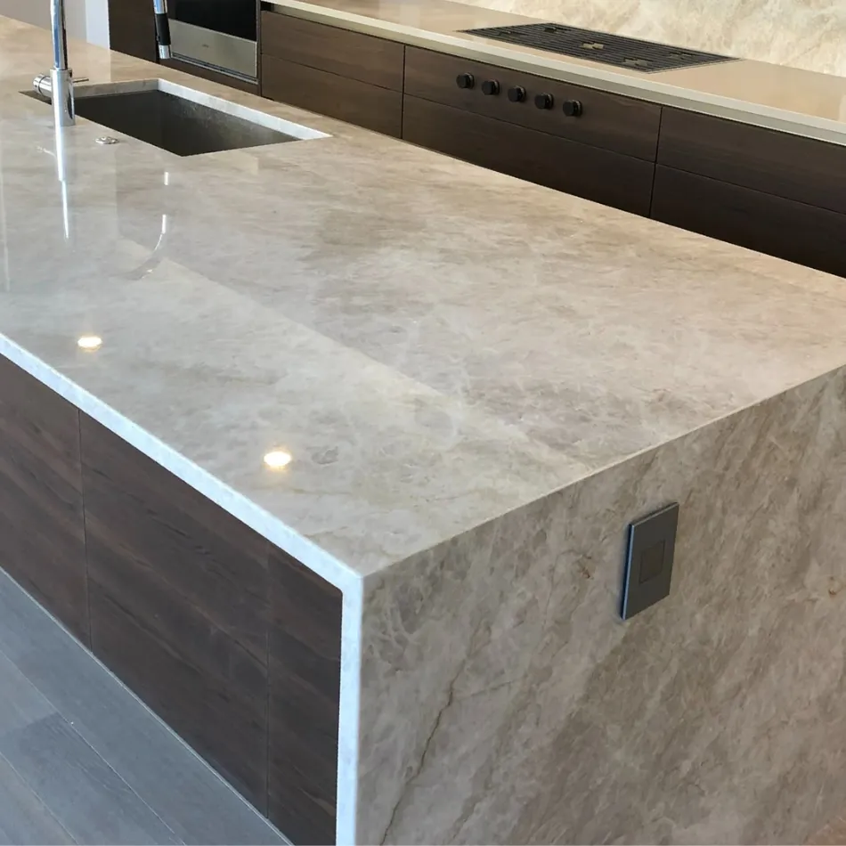 Natural stone countertop sealing in Massachusetts for kitchens and bathrooms to protect against spills, oils, and staining