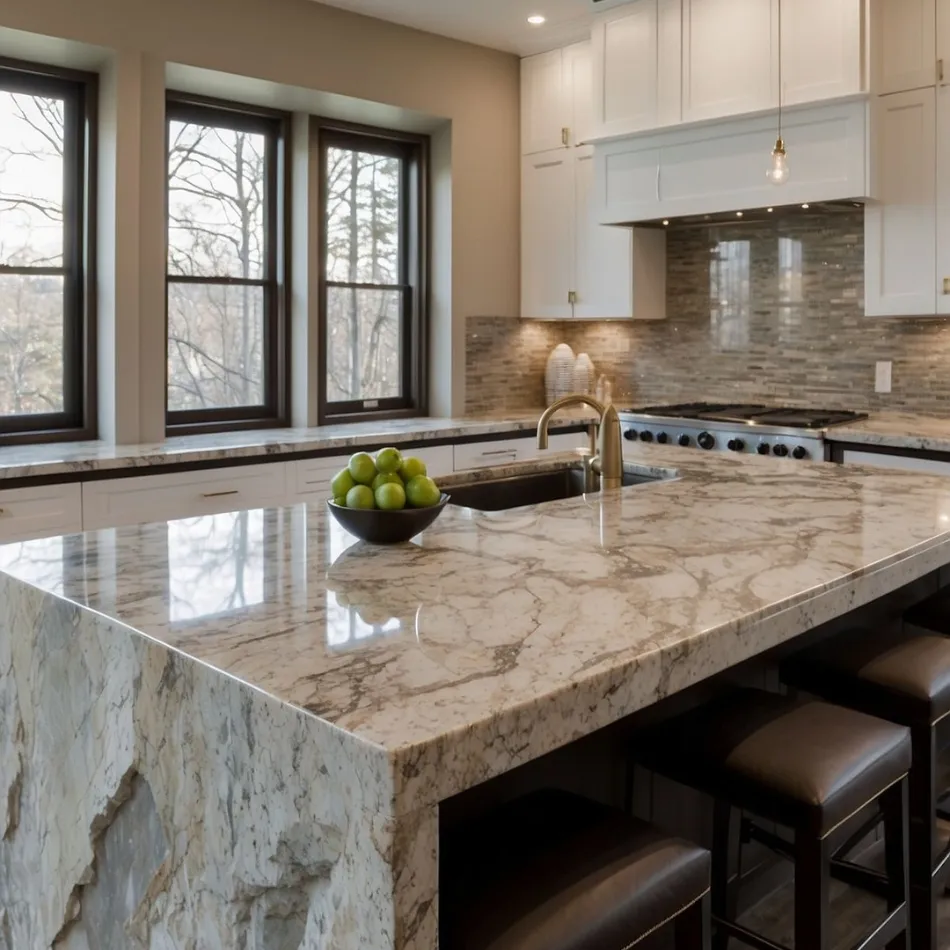 Natural stone countertop sealing in Massachusetts for kitchens and bathrooms to protect against spills, oils, and staining